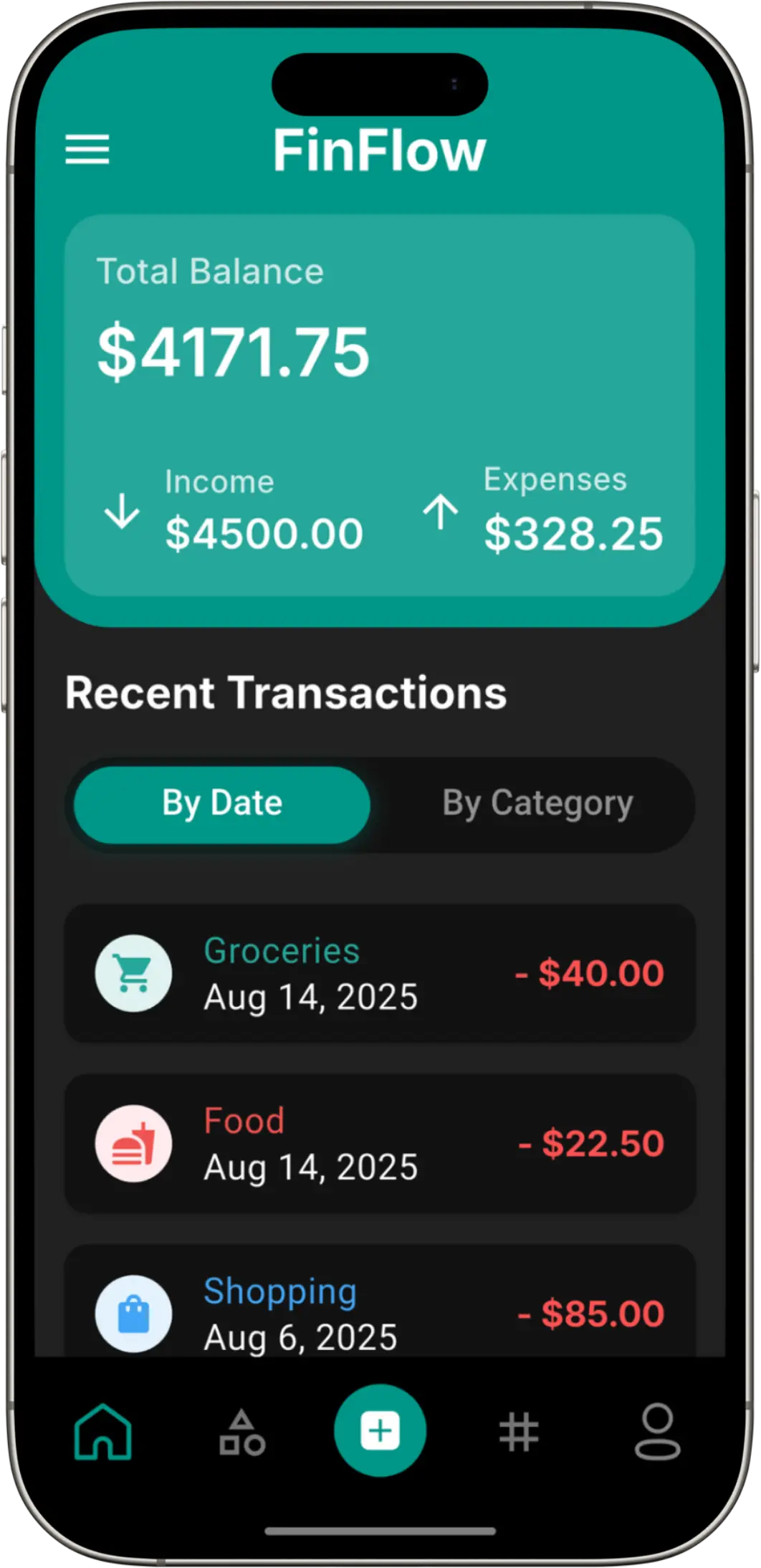 FinFlow-mobile-dark-mode